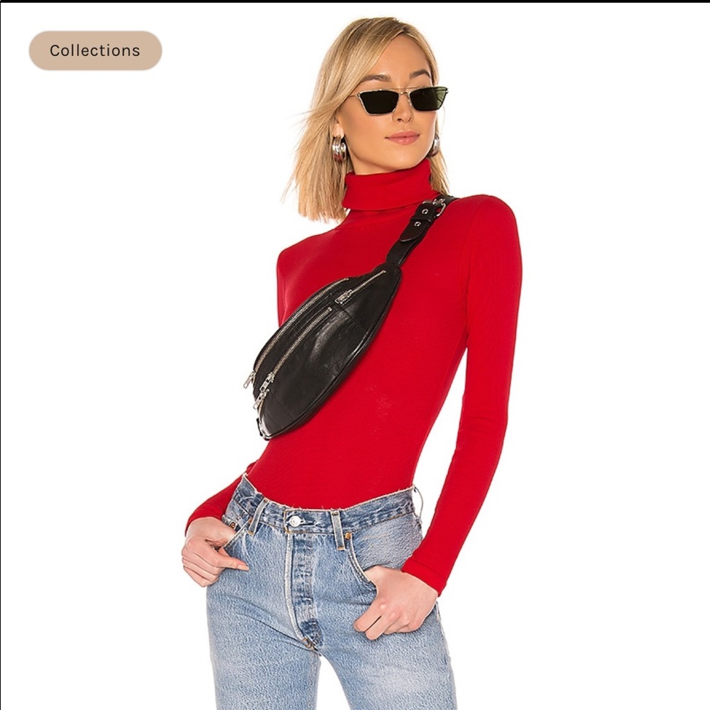 Re/done Rib Turtleneck Bodysuit in Red